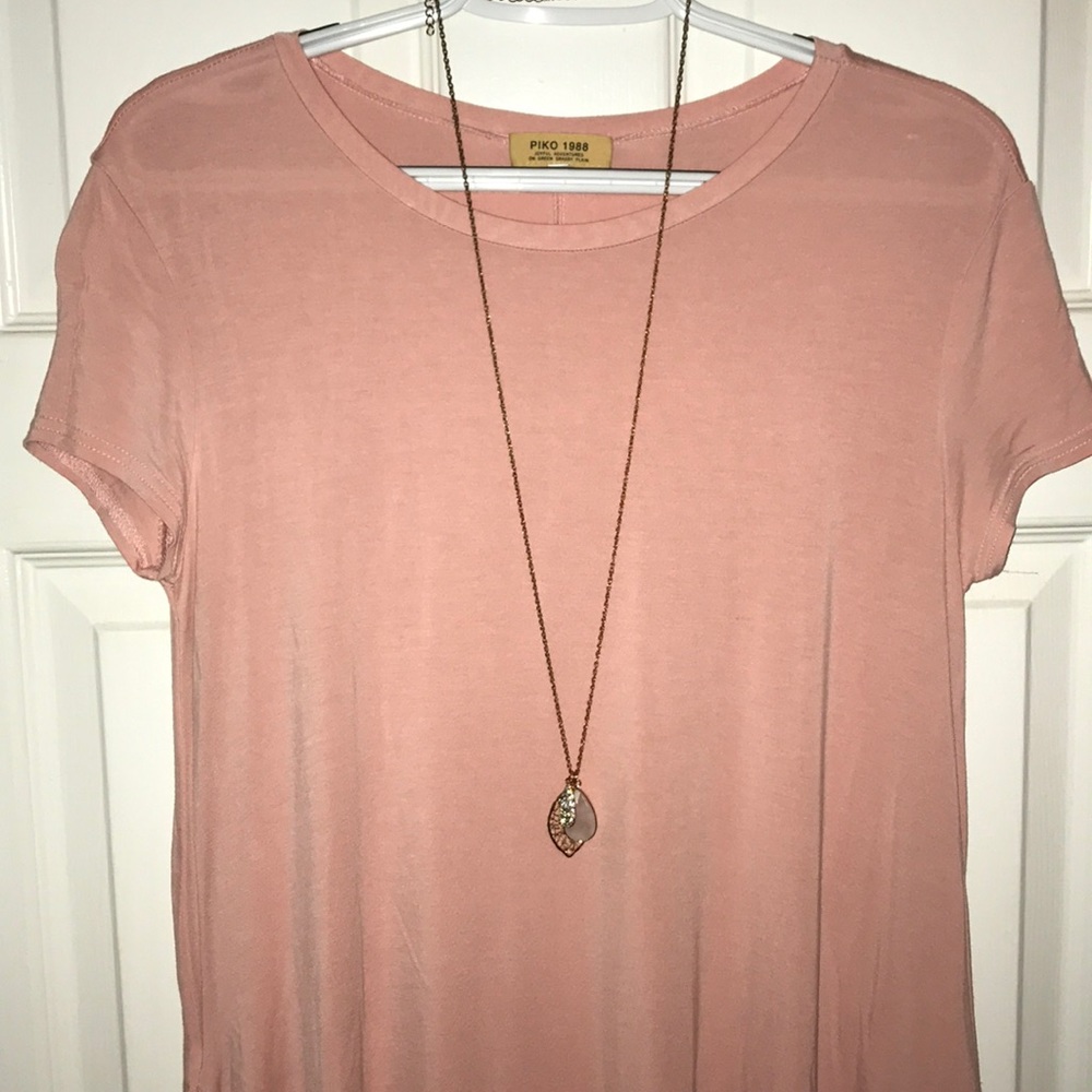 Piko Short Sleeve Swing Dress (w/pockets)-Sm/Blush